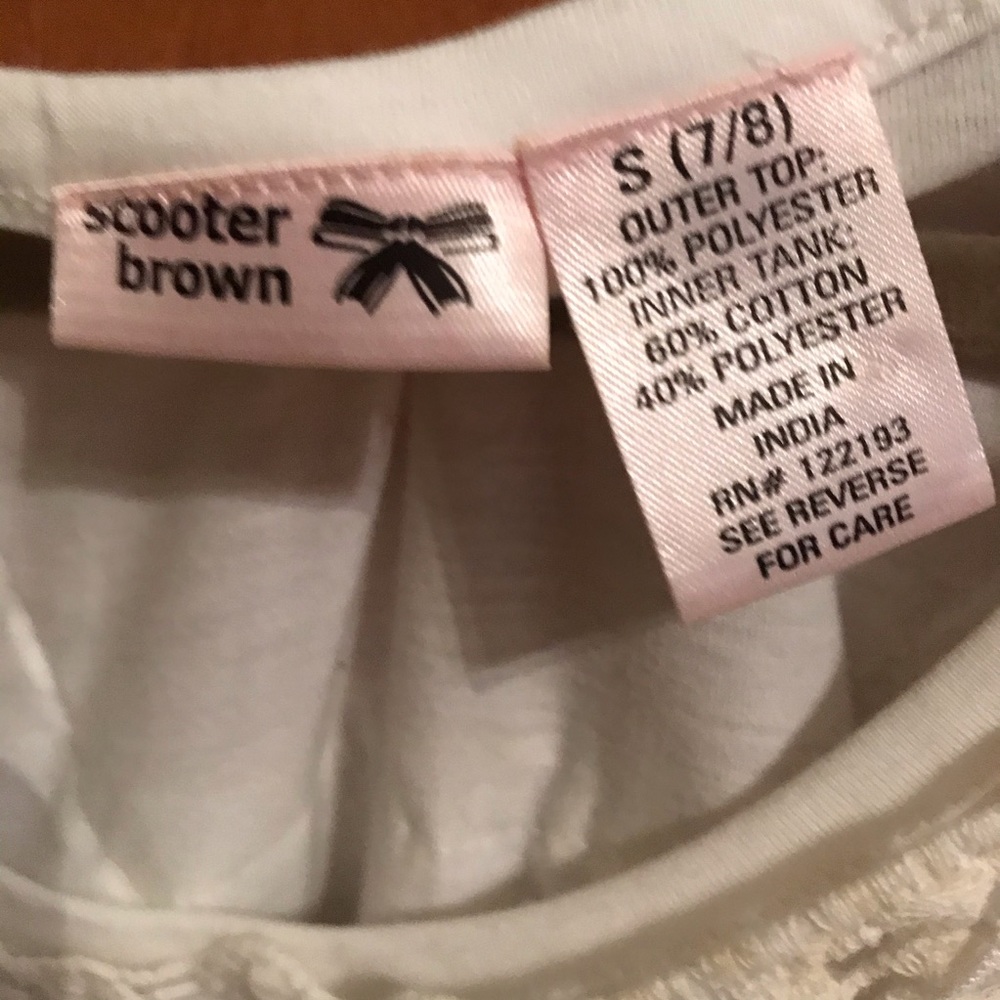 Scooter Brown Girls Gorgeous White Blouse 7/8 Sm - Picture 4 of 7